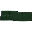 Meridian Arc Green Boucle Fabric 4 pc Modular Sectional IMAGE 3