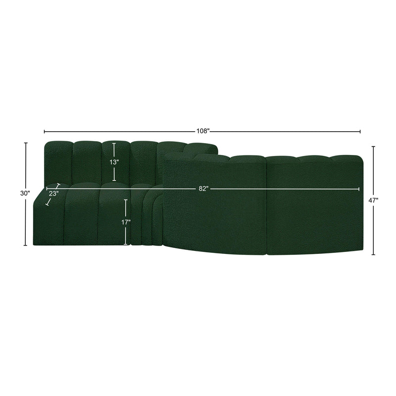 Meridian Arc Green Boucle Fabric 4 pc Modular Sectional IMAGE 8