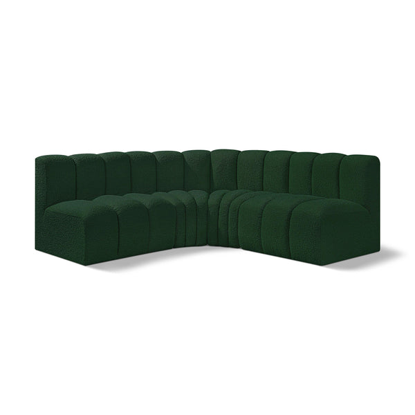 Meridian Arc Green Boucle Fabric 4 pc Modular Sectional IMAGE 1