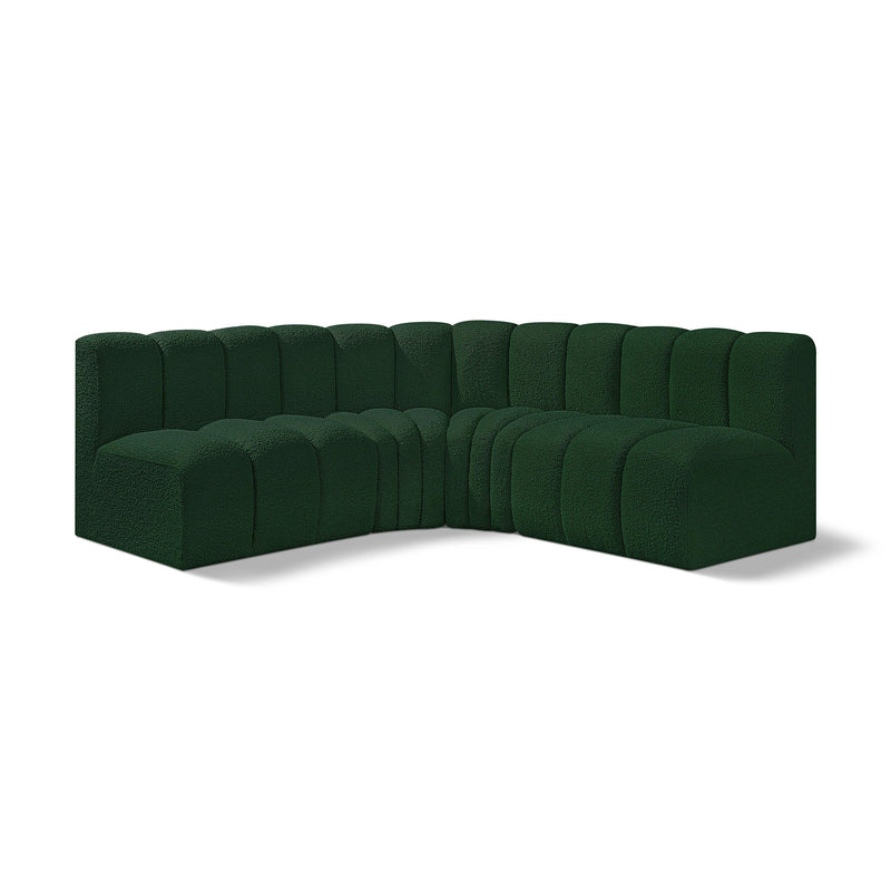 Meridian Arc Green Boucle Fabric 4 pc Modular Sectional IMAGE 1
