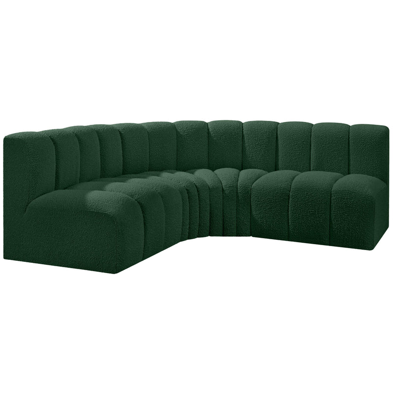 Meridian Arc Green Boucle Fabric 4 pc Modular Sectional IMAGE 4
