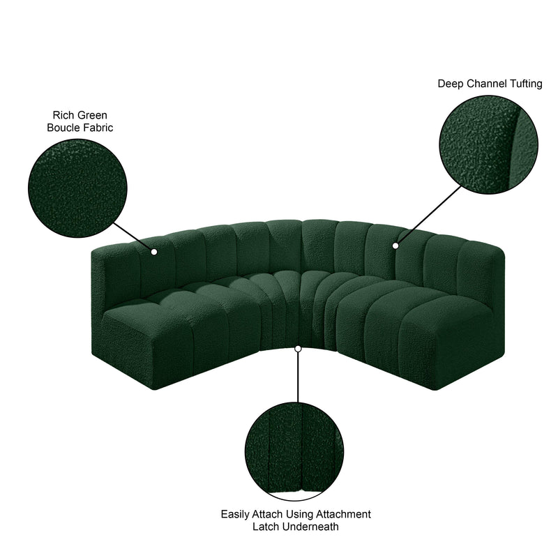 Meridian Arc Green Boucle Fabric 4 pc Modular Sectional IMAGE 8