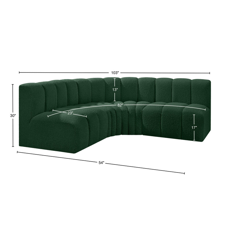 Meridian Arc Green Boucle Fabric 4 pc Modular Sectional IMAGE 9