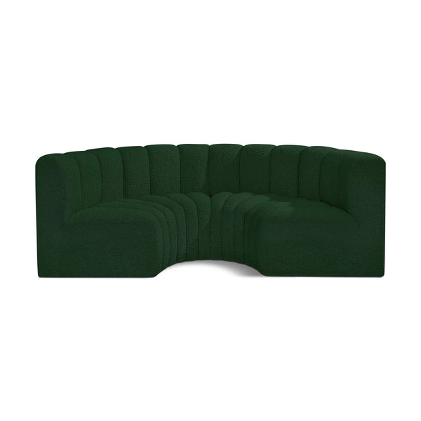 Meridian Arc Green Boucle Fabric 4 pc Modular Sectional IMAGE 1