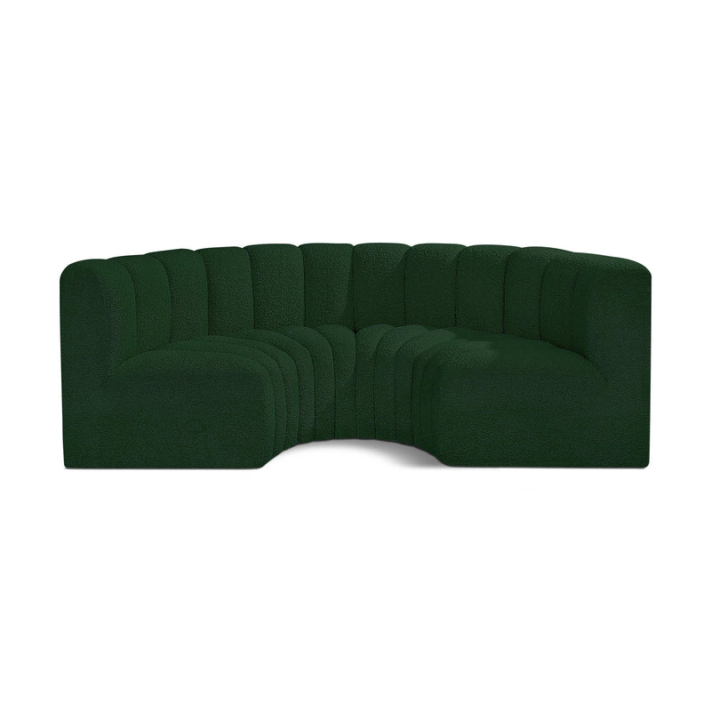 Meridian Arc Green Boucle Fabric 4 pc Modular Sectional IMAGE 1