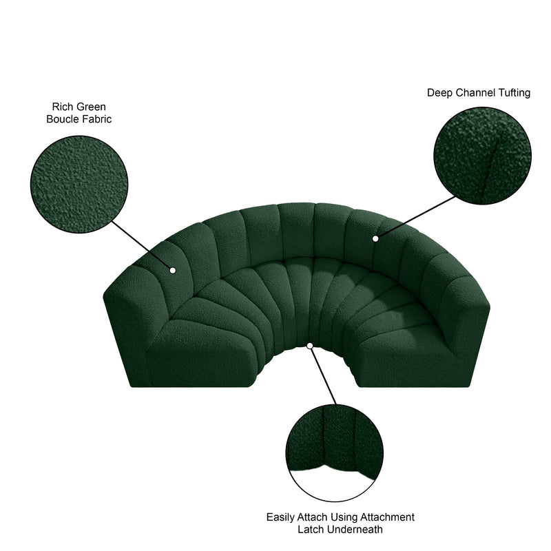 Meridian Arc Green Boucle Fabric 4 pc Modular Sectional IMAGE 8