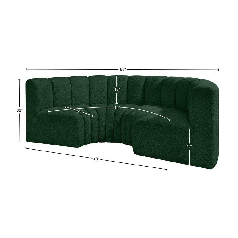Meridian Arc Green Boucle Fabric 4 pc Modular Sectional IMAGE 9