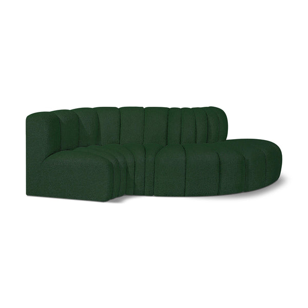 Meridian Arc Green Boucle Fabric 4 pc Modular Sectional IMAGE 1
