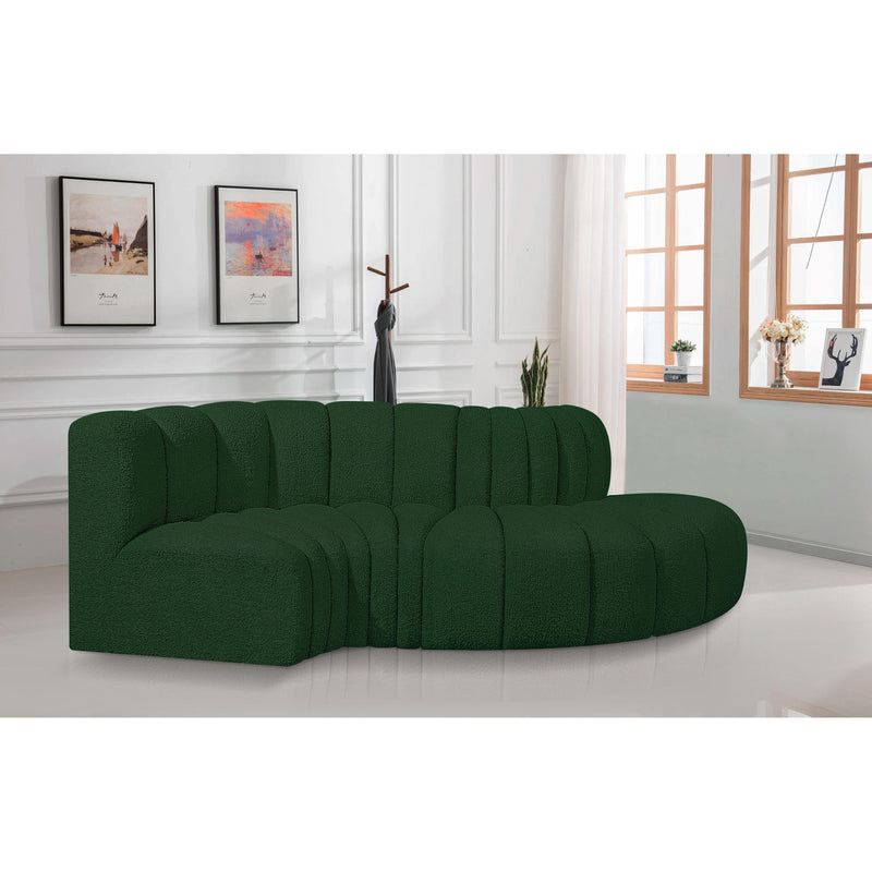 Meridian Arc Green Boucle Fabric 4 pc Modular Sectional IMAGE 2