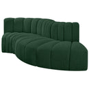 Meridian Arc Green Boucle Fabric 4 pc Modular Sectional IMAGE 4