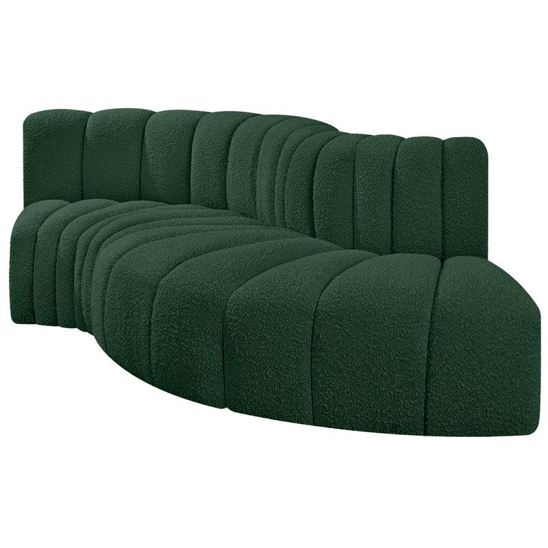 Meridian Arc Green Boucle Fabric 4 pc Modular Sectional IMAGE 4