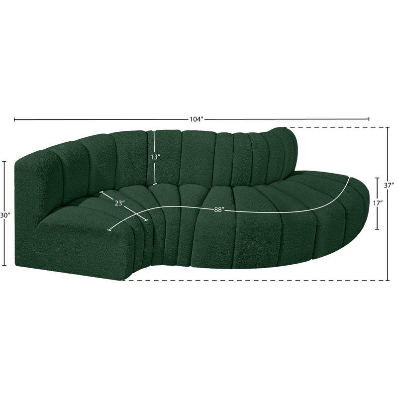 Meridian Arc Green Boucle Fabric 4 pc Modular Sectional IMAGE 6