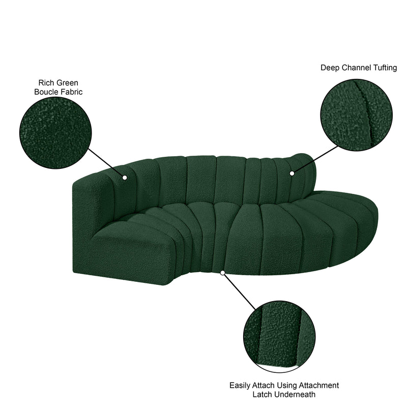 Meridian Arc Green Boucle Fabric 4 pc Modular Sectional IMAGE 7