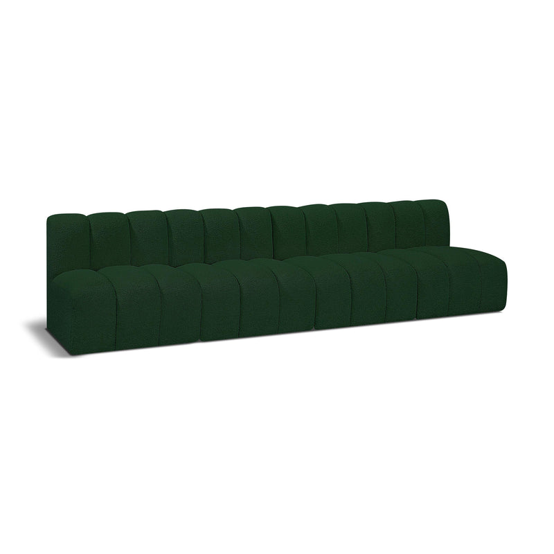 Meridian Arc Green Boucle Fabric 4 pc Modular Sectional IMAGE 1