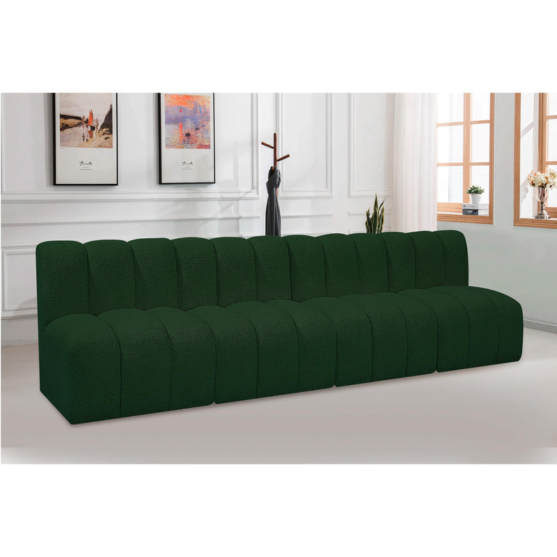 Meridian Arc Green Boucle Fabric 4 pc Modular Sectional IMAGE 2