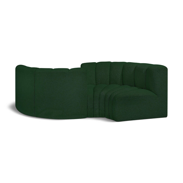 Meridian Arc Green Boucle Fabric 4 pc Modular Sectional IMAGE 1