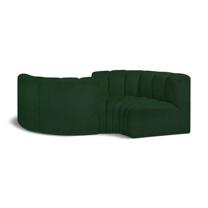 Meridian Arc Green Boucle Fabric 4 pc Modular Sectional IMAGE 1
