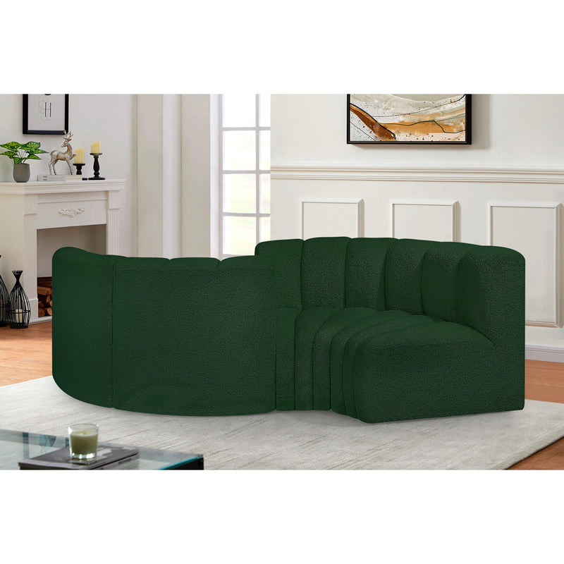 Meridian Arc Green Boucle Fabric 4 pc Modular Sectional IMAGE 2