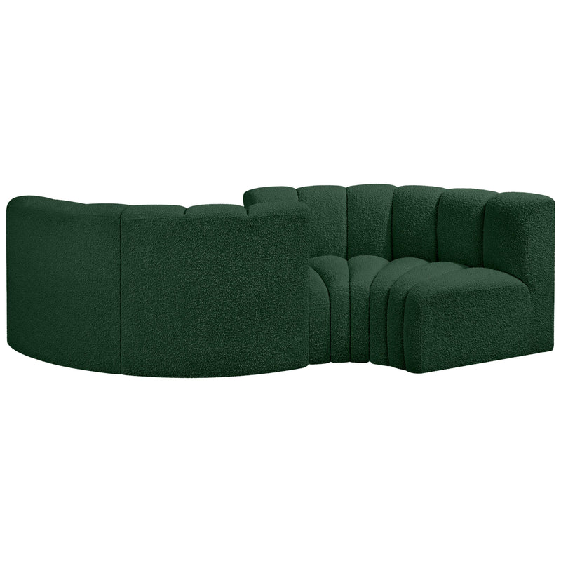 Meridian Arc Green Boucle Fabric 4 pc Modular Sectional IMAGE 3