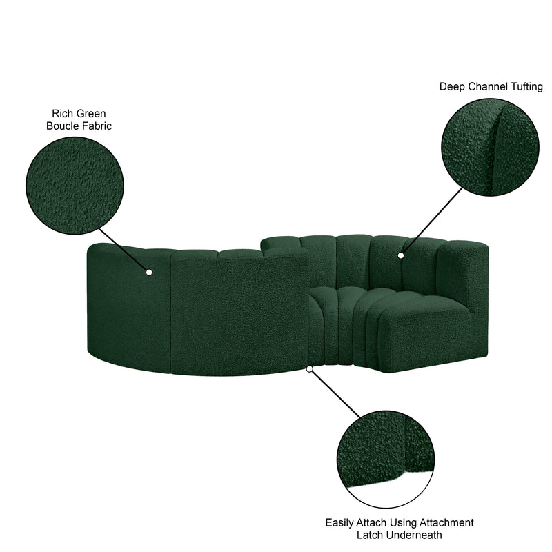 Meridian Arc Green Boucle Fabric 4 pc Modular Sectional IMAGE 9