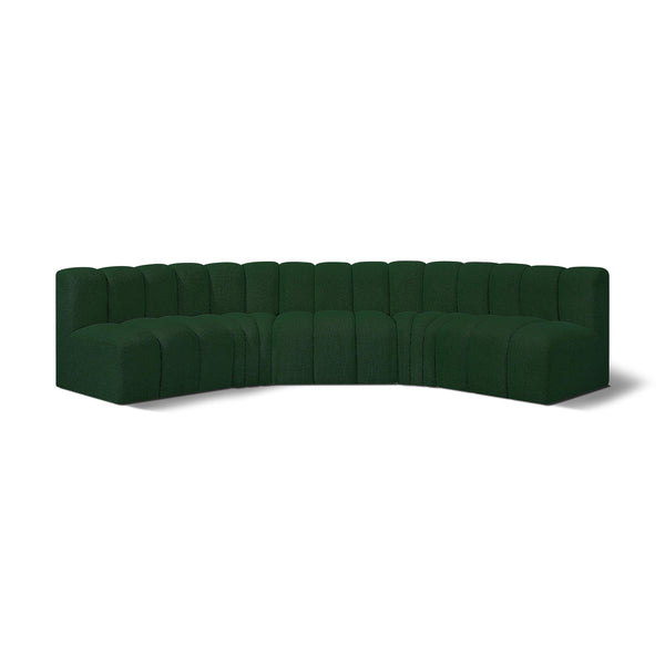 Meridian Arc Green Boucle Fabric 5 pc Modular Sectional IMAGE 1