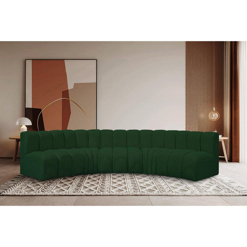 Meridian Arc Green Boucle Fabric 5 pc Modular Sectional IMAGE 2