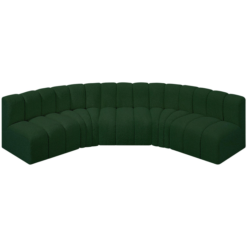 Meridian Arc Green Boucle Fabric 5 pc Modular Sectional IMAGE 4