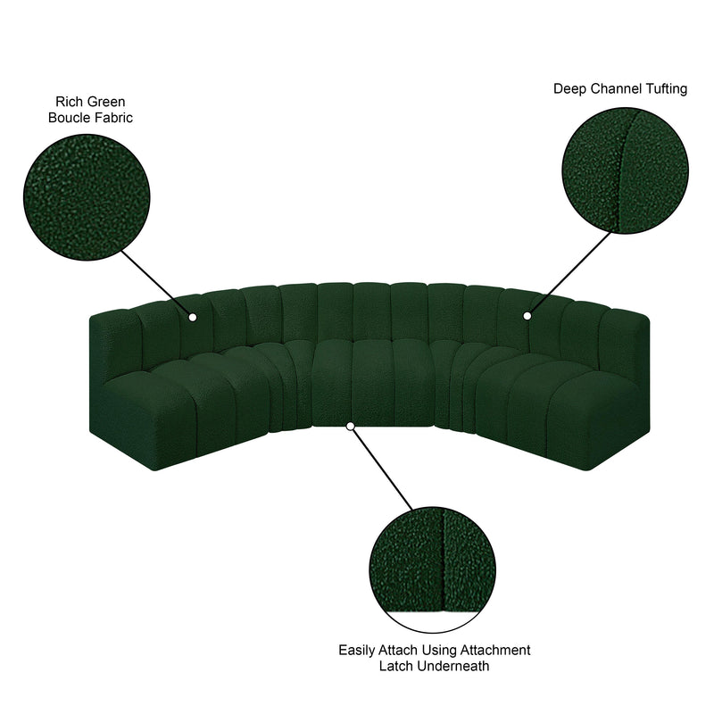 Meridian Arc Green Boucle Fabric 5 pc Modular Sectional IMAGE 9