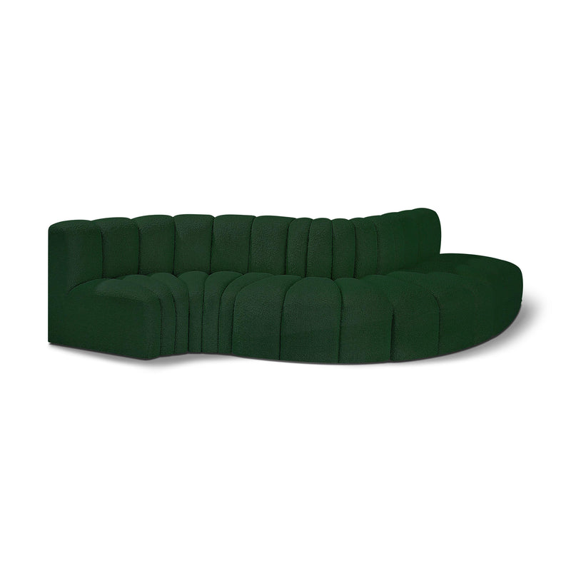 Meridian Arc Green Boucle Fabric 5 pc Modular Sectional IMAGE 1