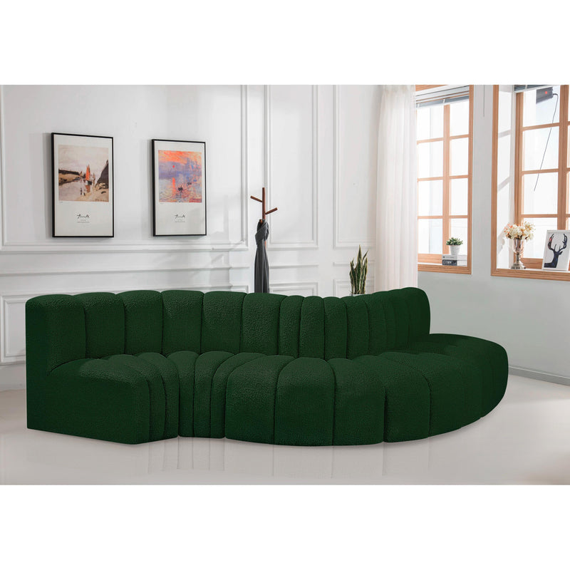 Meridian Arc Green Boucle Fabric 5 pc Modular Sectional IMAGE 2