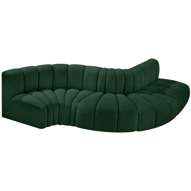 Meridian Arc Green Boucle Fabric 5 pc Modular Sectional IMAGE 4