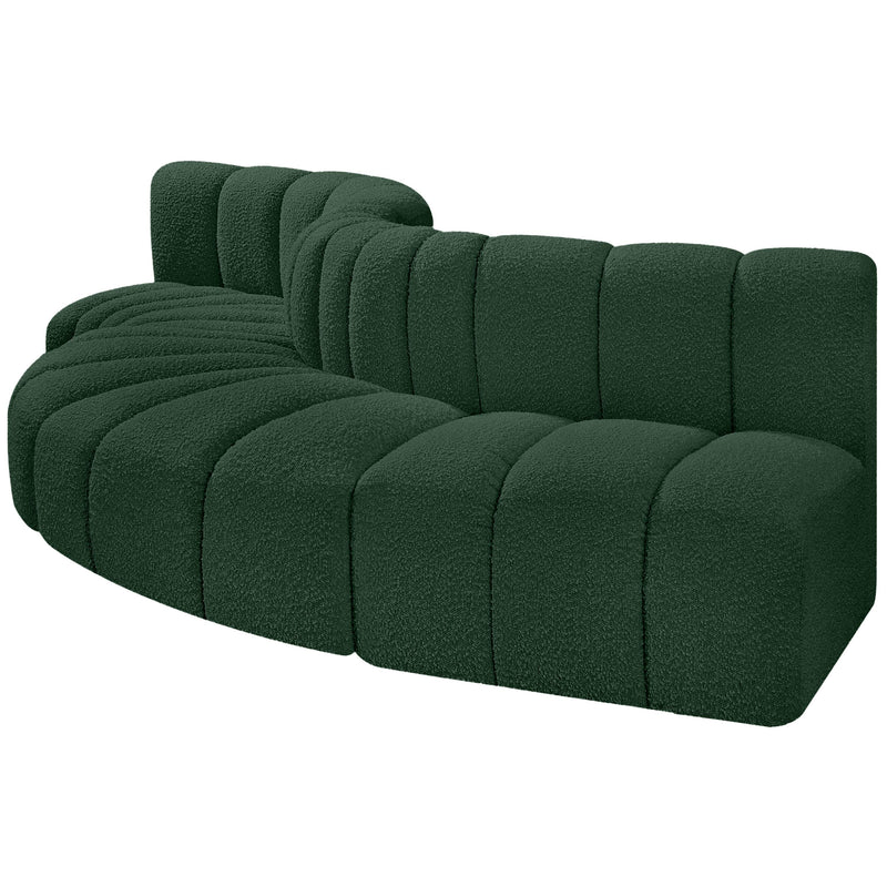Meridian Arc Green Boucle Fabric 5 pc Modular Sectional IMAGE 5
