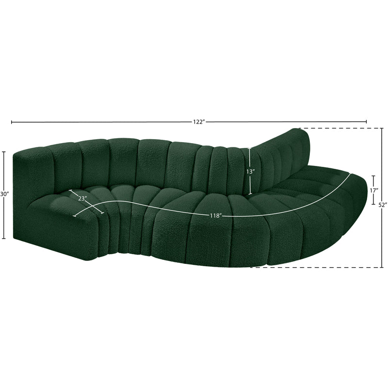 Meridian Arc Green Boucle Fabric 5 pc Modular Sectional IMAGE 6