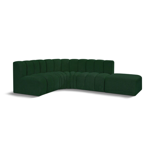 Meridian Arc Green Boucle Fabric 5 pc Modular Sectional IMAGE 1