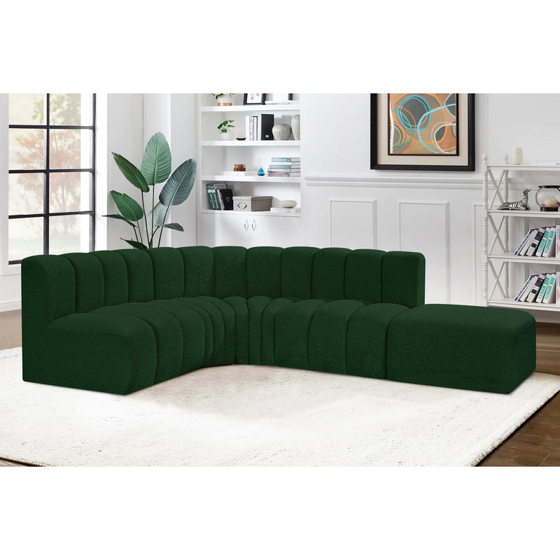 Meridian Arc Green Boucle Fabric 5 pc Modular Sectional IMAGE 2