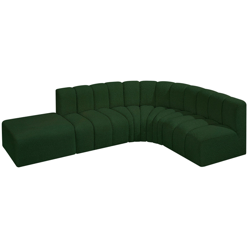 Meridian Arc Green Boucle Fabric 5 pc Modular Sectional IMAGE 4