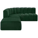 Meridian Arc Green Boucle Fabric 5 pc Modular Sectional IMAGE 5