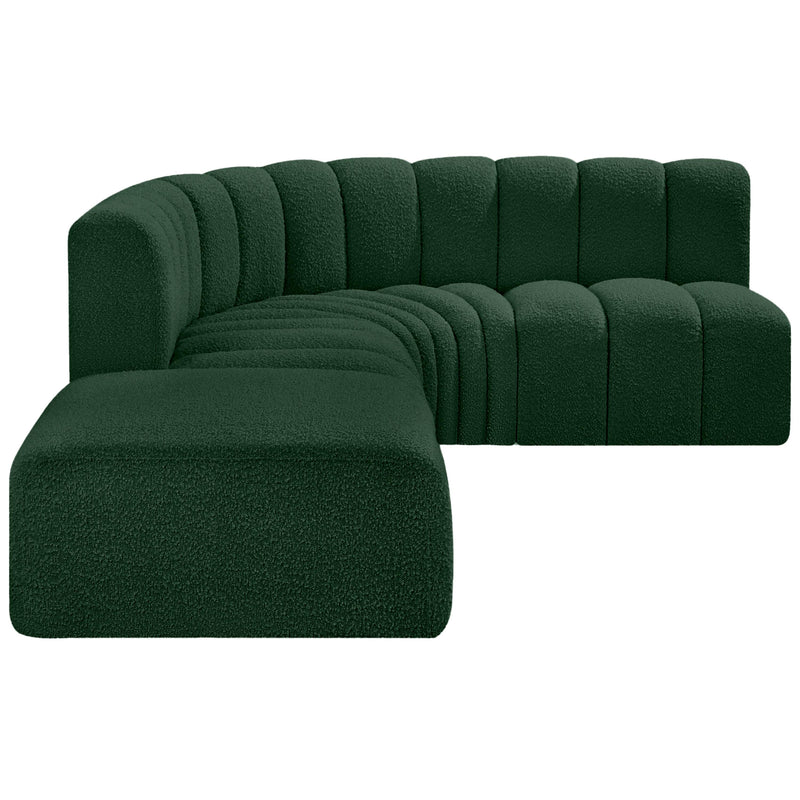 Meridian Arc Green Boucle Fabric 5 pc Modular Sectional IMAGE 5