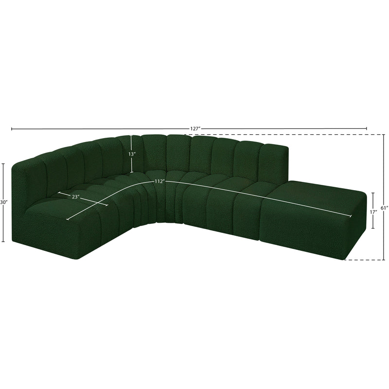 Meridian Arc Green Boucle Fabric 5 pc Modular Sectional IMAGE 7