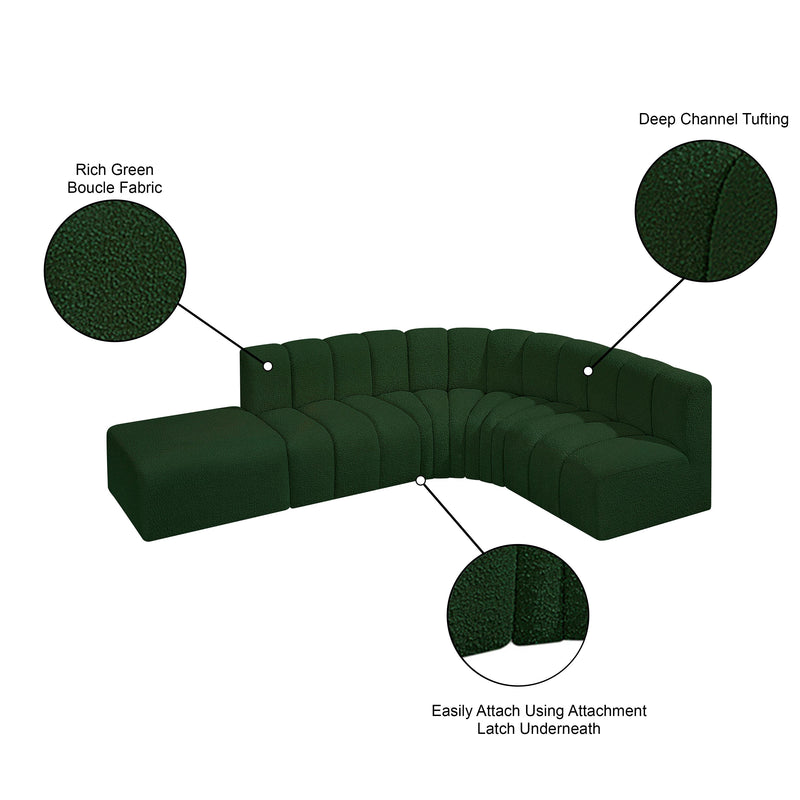 Meridian Arc Green Boucle Fabric 5 pc Modular Sectional IMAGE 8