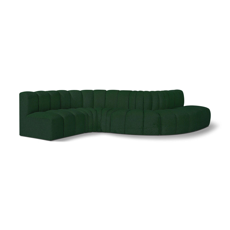 Meridian Arc Green Boucle Fabric 6 pc Modular Sectional IMAGE 1