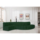 Meridian Arc Green Boucle Fabric 6 pc Modular Sectional IMAGE 2