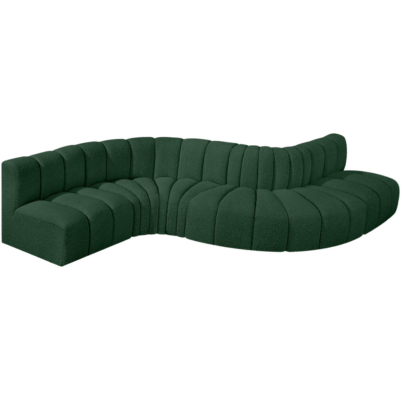 Meridian Arc Green Boucle Fabric 6 pc Modular Sectional IMAGE 4