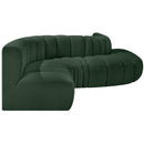 Meridian Arc Green Boucle Fabric 6 pc Modular Sectional IMAGE 5