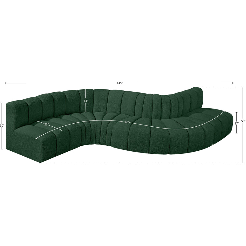 Meridian Arc Green Boucle Fabric 6 pc Modular Sectional IMAGE 7