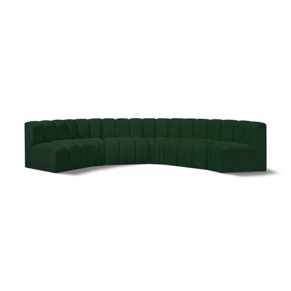 Meridian Arc Green Boucle Fabric 6 pc Modular Sectional IMAGE 1