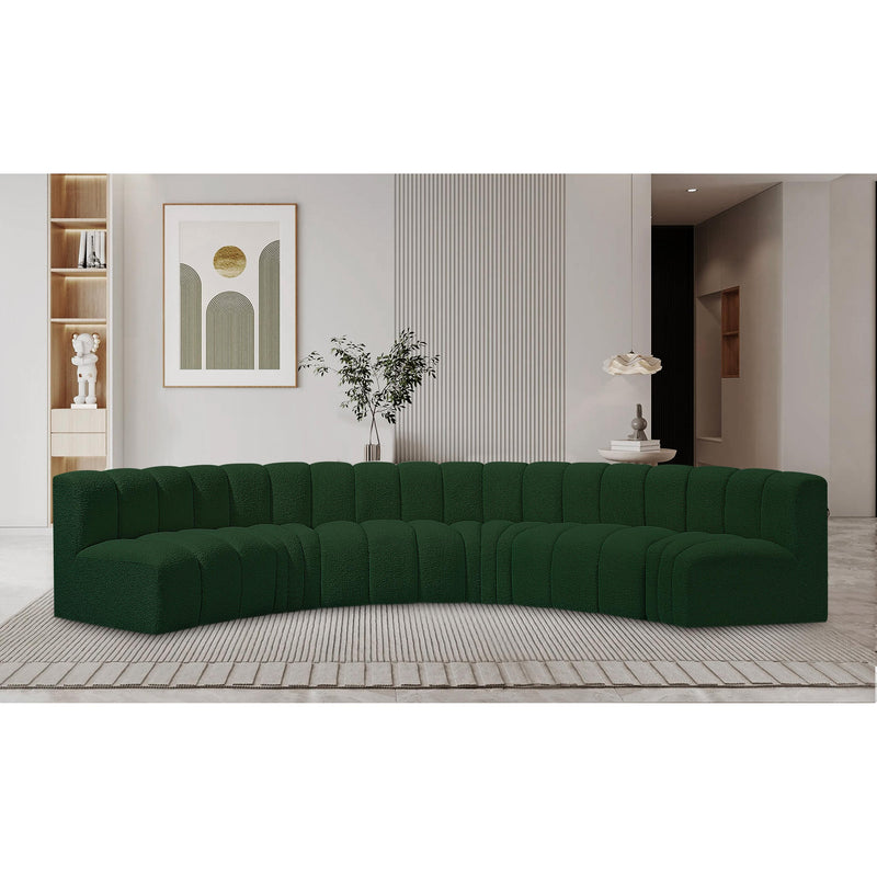 Meridian Arc Green Boucle Fabric 6 pc Modular Sectional IMAGE 2