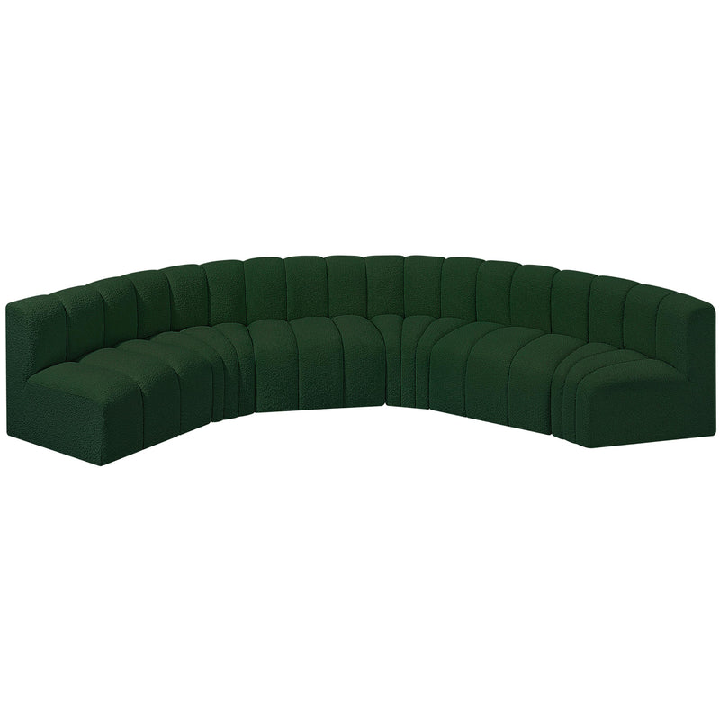 Meridian Arc Green Boucle Fabric 6 pc Modular Sectional IMAGE 4