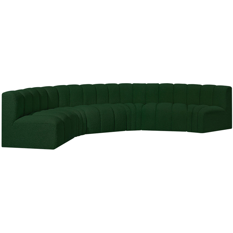 Meridian Arc Green Boucle Fabric 6 pc Modular Sectional IMAGE 5