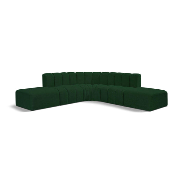 Meridian Arc Green Boucle Fabric 6 pc Modular Sectional IMAGE 1